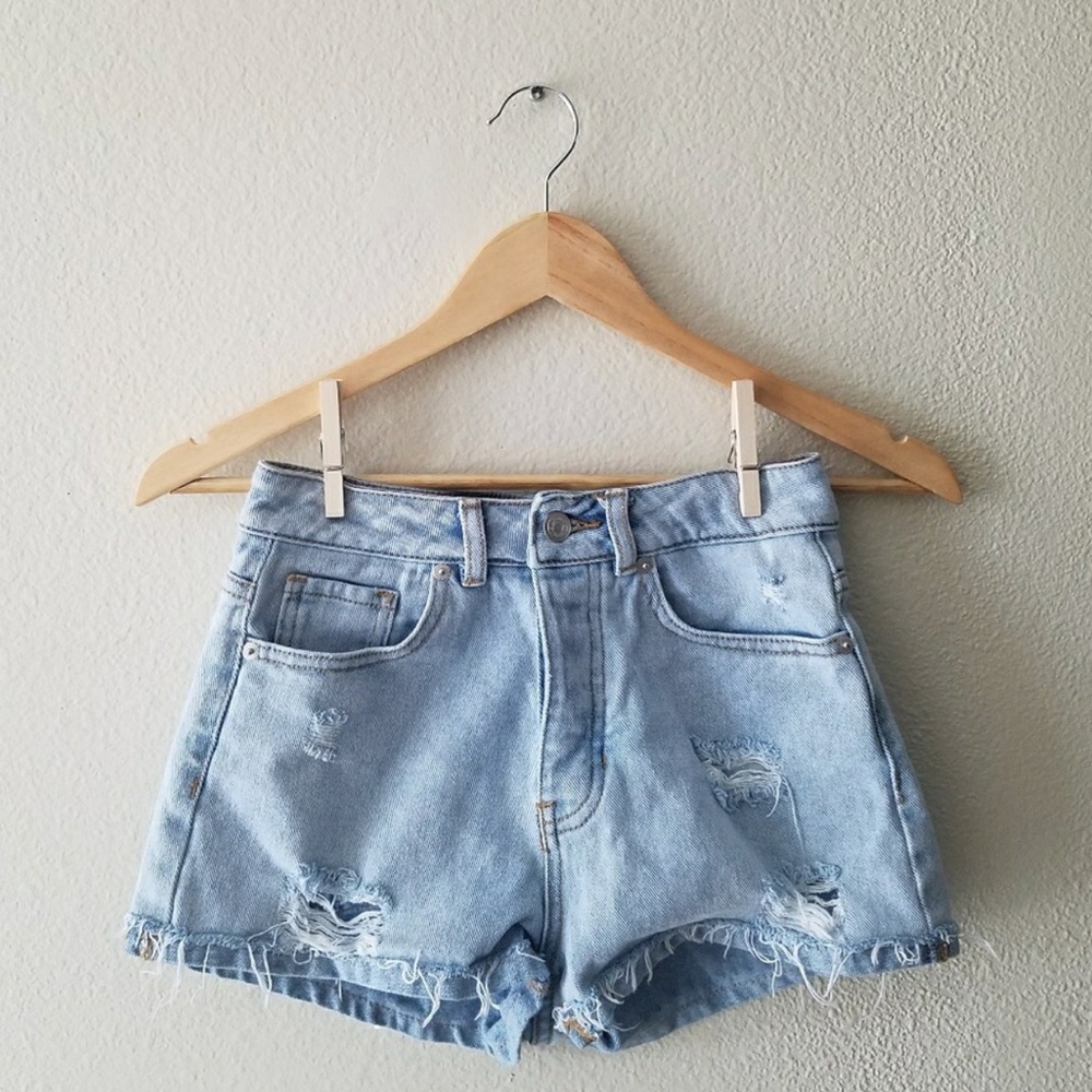 Brandy Melville high waisted light wash shorts